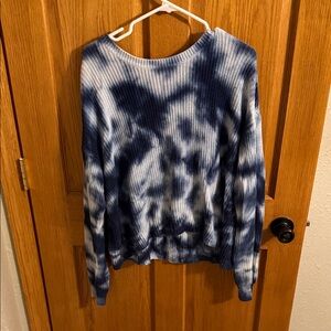 SO Women's Blue and White Tie-Dye Sweater